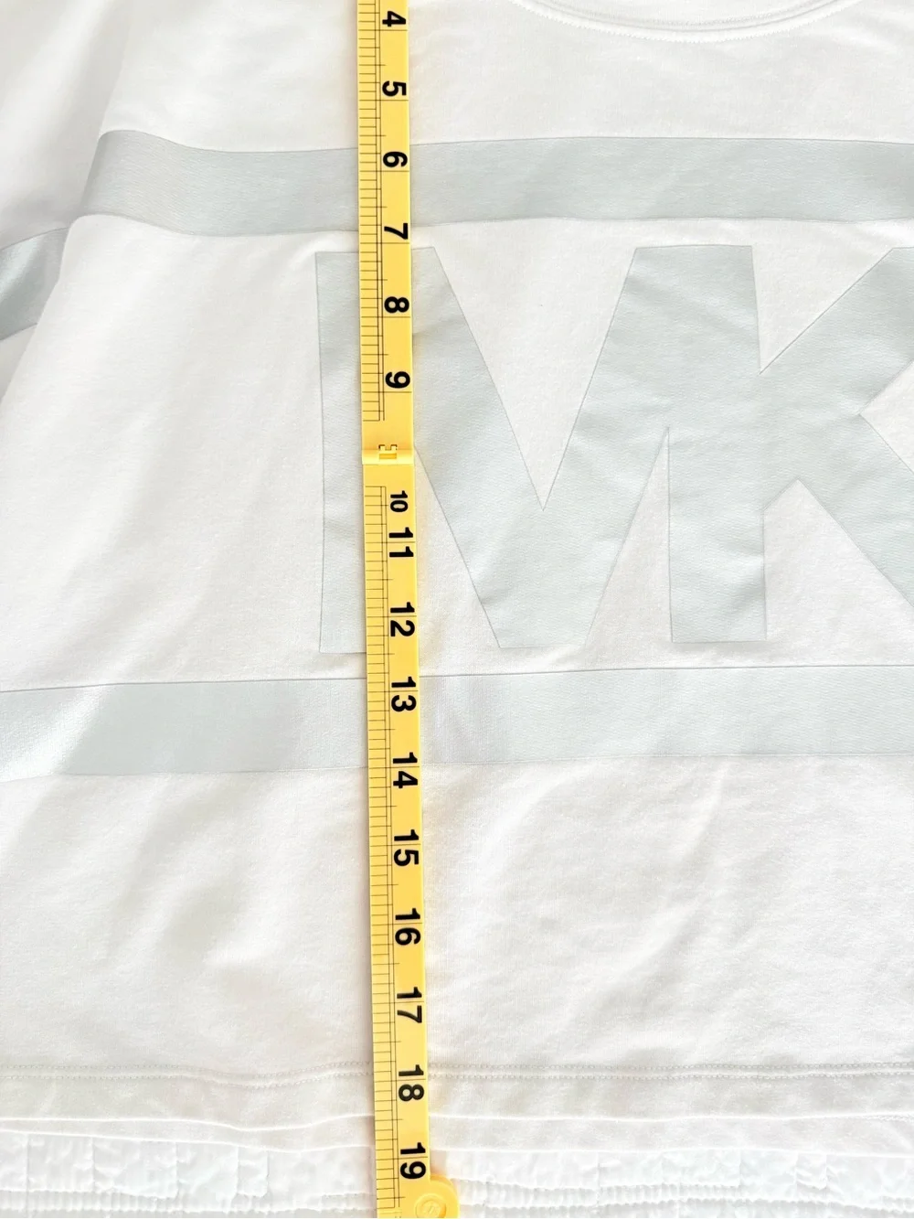 MICHAEL Michael Kors Cropped Sweatshirt L White Metallic Silver MK Logo